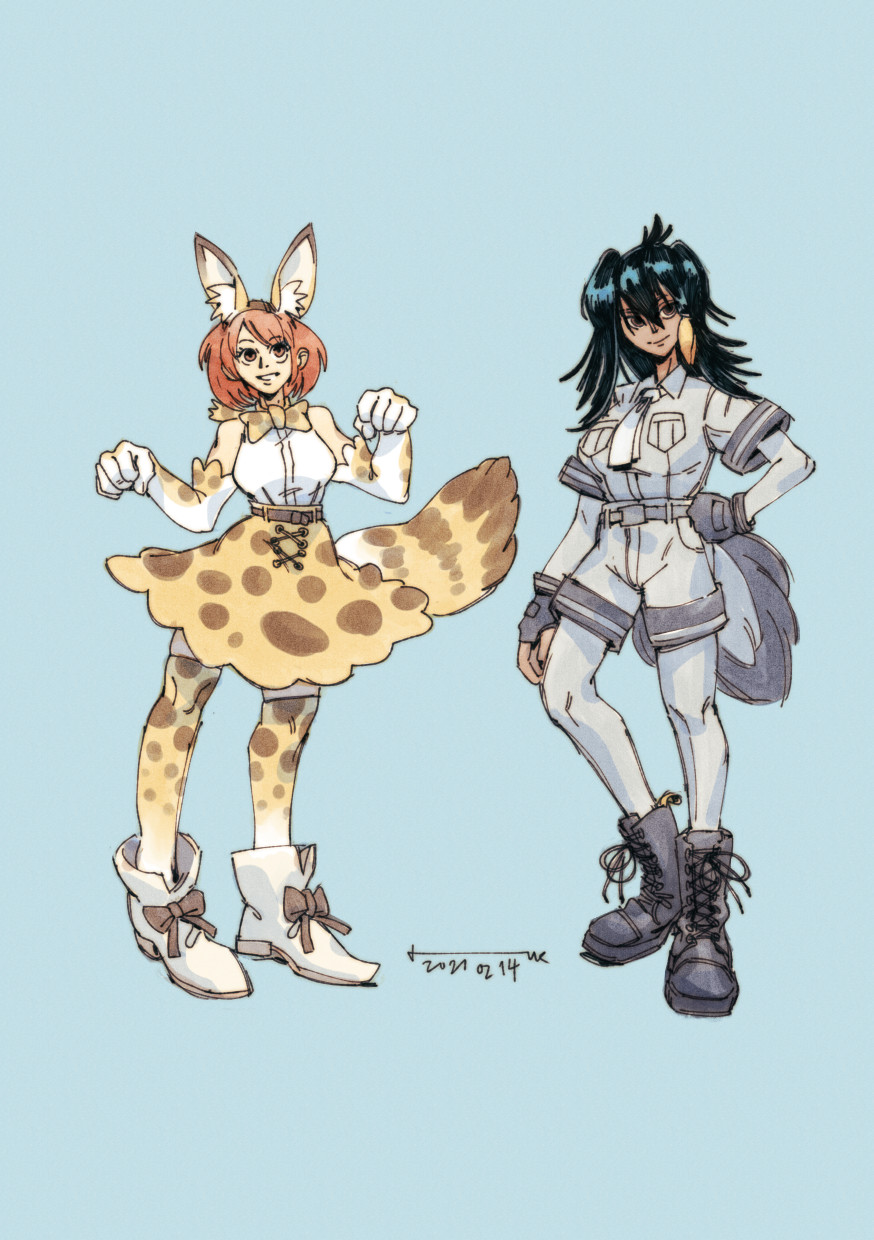 nami and nico robin cosplaying serval and shoebill, 2021